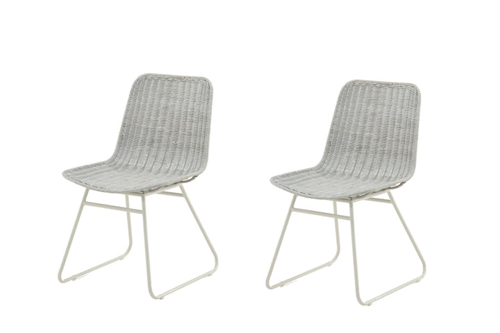 Venture Home Cirebon Dining Chair 2-pack - White / Whitewash Natural Rattan