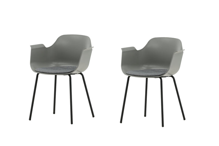 Venture Home Comfort Plastic Dining Chair 2-pack - Black Legs - Grey Plastic