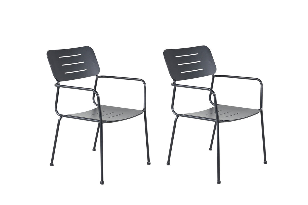 Venture Home Nicke Dining Chair W. Armrest 2-pack - Black Steel