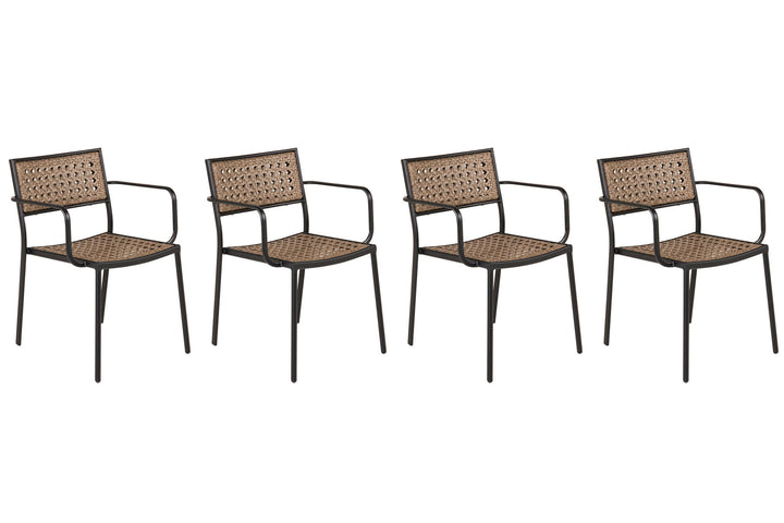 Venture Home Paola Dining Chair 4-pack - Black Steel / Nature Wicker / Black Cushion