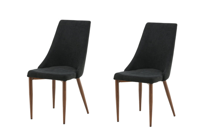 Venture Home Leone Dining Chair 2-pack - Walnut Legs - Black Fabric