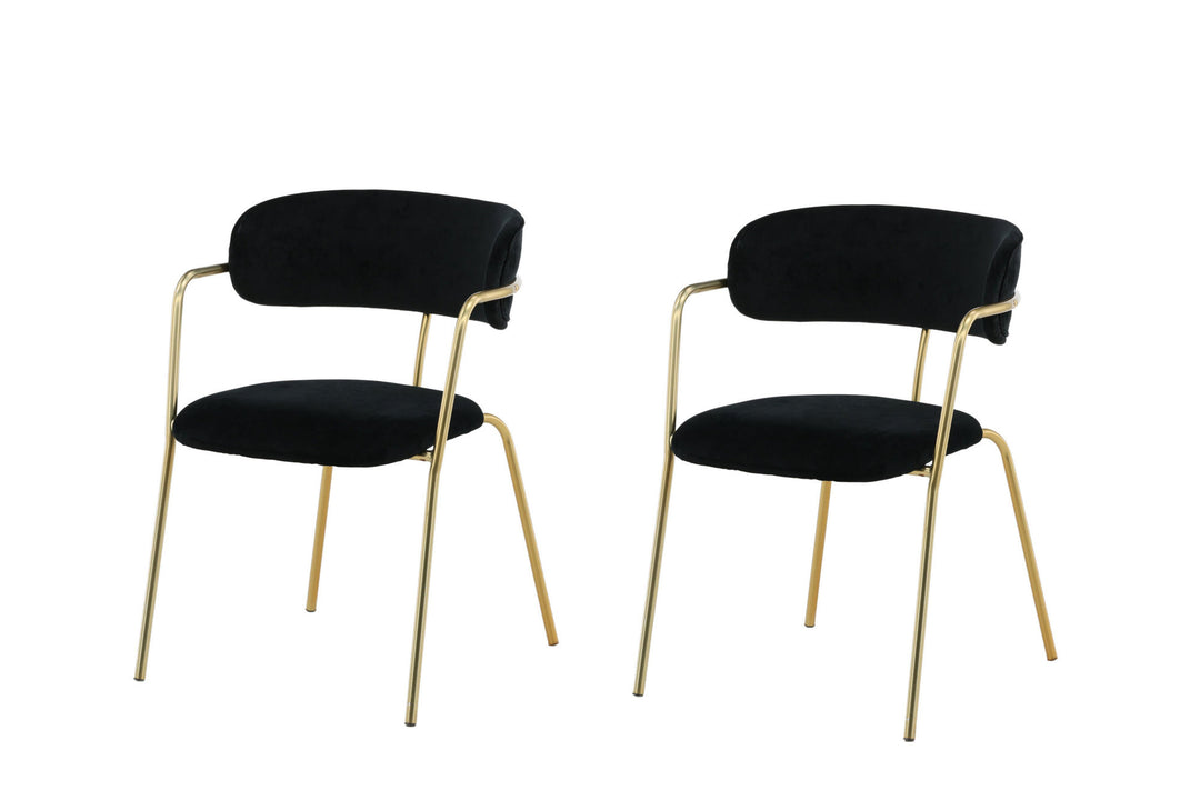Venture Home Arrow Armchair 2-pack - Brass Legs - Black Velvet
