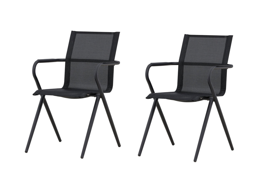 Venture Home Alina Dining Chair 6-pack - Black Alu / Black Textilene (Stackable Chair)
