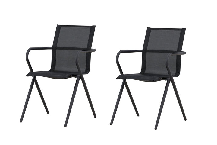 Venture Home Alina Dining Chair 6-pack - Black Alu / Black Textilene (Stackable Chair)