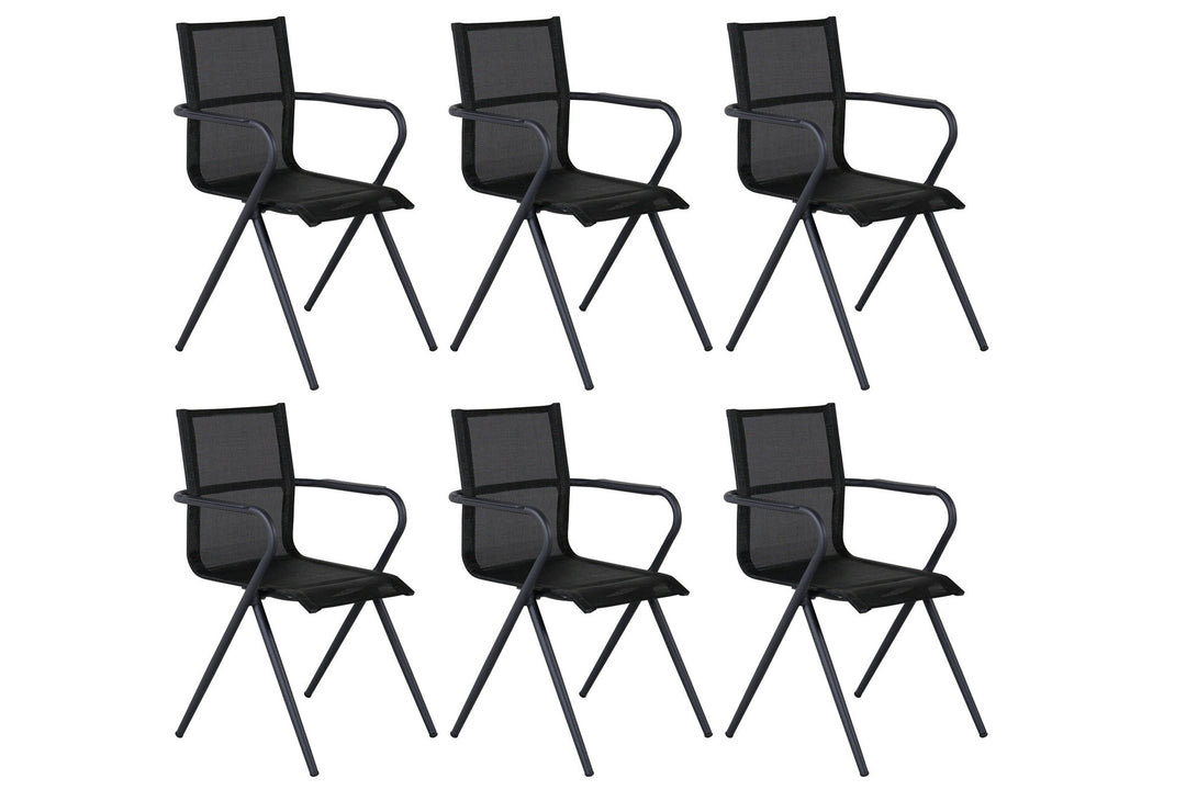 Venture Home Alina Dining Chair 6-pack - Black Alu / Black Textilene (Stackable Chair)