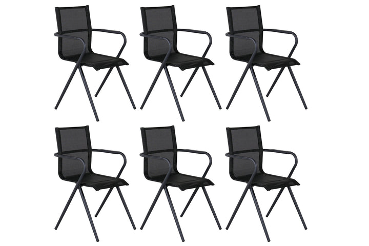 Venture Home Alina Dining Chair 6-pack - Black Alu / Black Textilene (Stackable Chair)