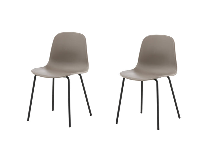 Venture Home Arctic Dining Chair 2-pack - Black Legs - Khaki Plastic