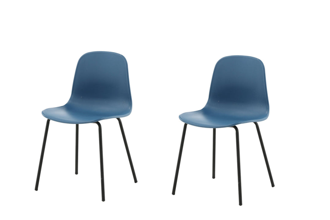 Venture Home Arctic Dining Chair 2-pack - Black Legs - Blue Plastic