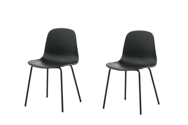 Venture Home Arctic Dining Chair 2-pack - Black Legs - Black Plastic