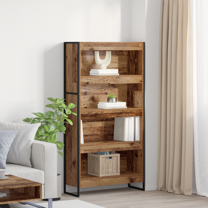 Bogskab 80 x 30 x 155 cm Konstrueret træ Gammelt træ