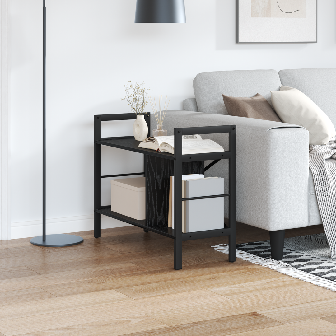 Bogreol Sort eg 75 x 30 x 58,5 cm Konstrueret træ