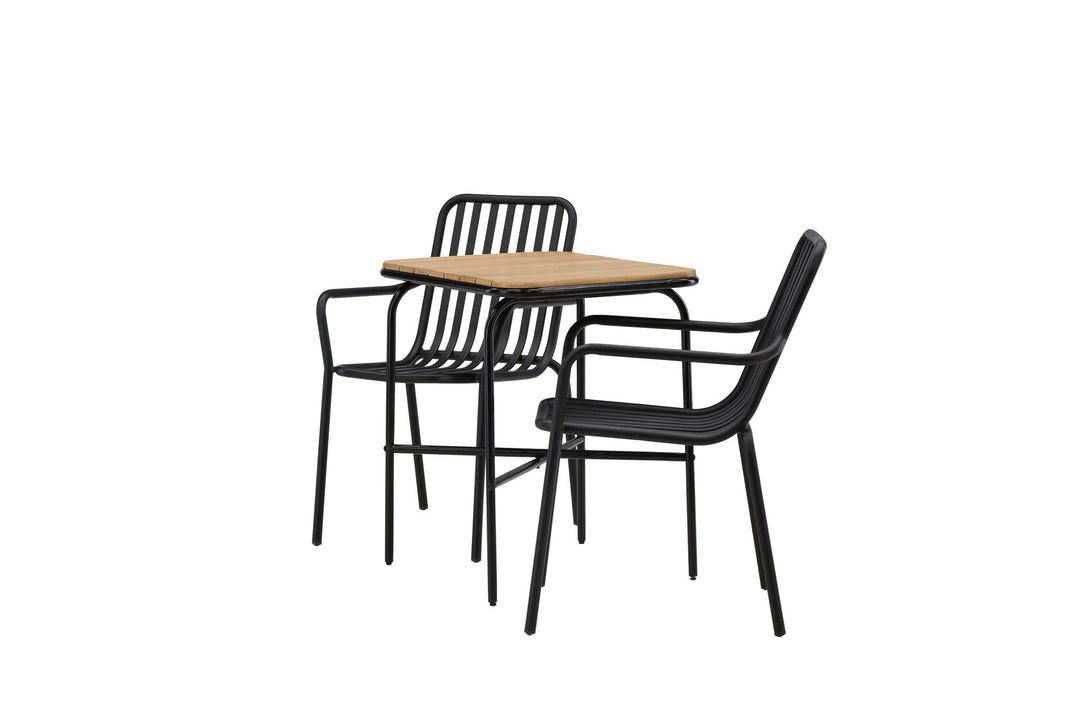 Venture Home Holmbeck Cafetable Steel - Black / Rectangular 55*70*74 +Peking Diningchair Aluminium - Black / _2