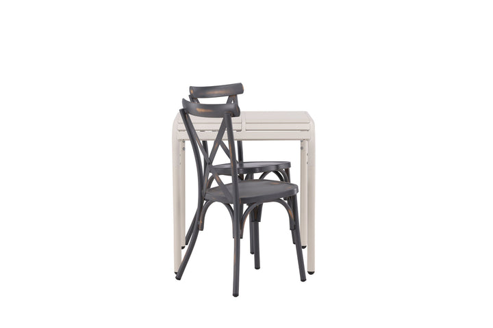 Venture Home Borneo Cafetable Aluminium - Beige / Kvadrat 70*70* +Tablas Diningchair Aluminium - Black / _2