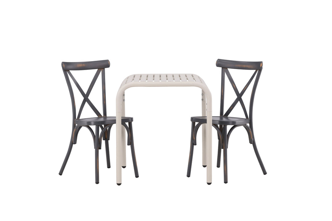 Venture Home Borneo Cafetable Aluminium - Beige / Kvadrat 70*70* +Tablas Diningchair Aluminium - Black / _2