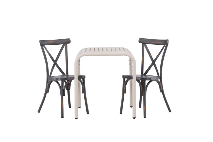 Venture Home Borneo Cafetable Aluminium - Beige / Kvadrat 70*70* +Tablas Diningchair Aluminium - Black / _2