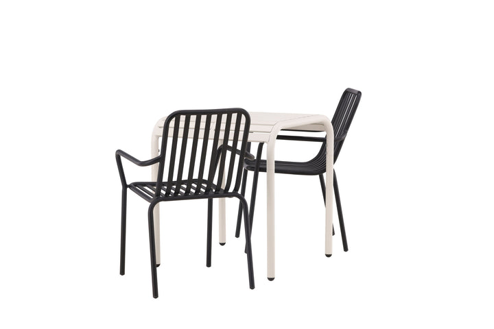 Venture Home Borneo Cafetable Aluminium - Beige / Kvadrat 70*70* +Peking Diningchair Aluminium - Black / _2