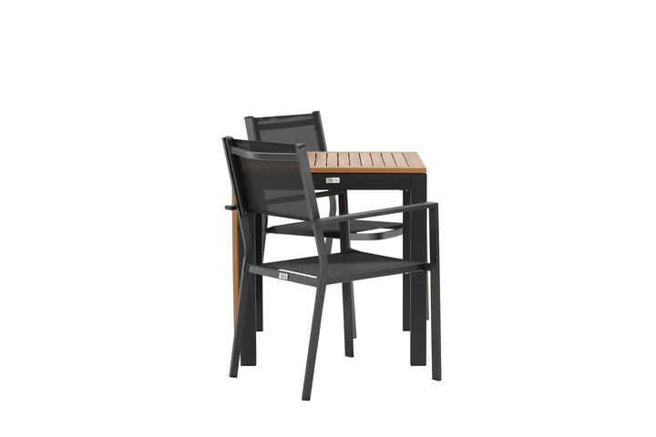 Venture Home Diego Cafetable Aluminium - Black / Brown Aintwood - Rectangular 70*70/130* +Copacabana Stacking Chair - Black/Black - Ersätter 4131-408 _2