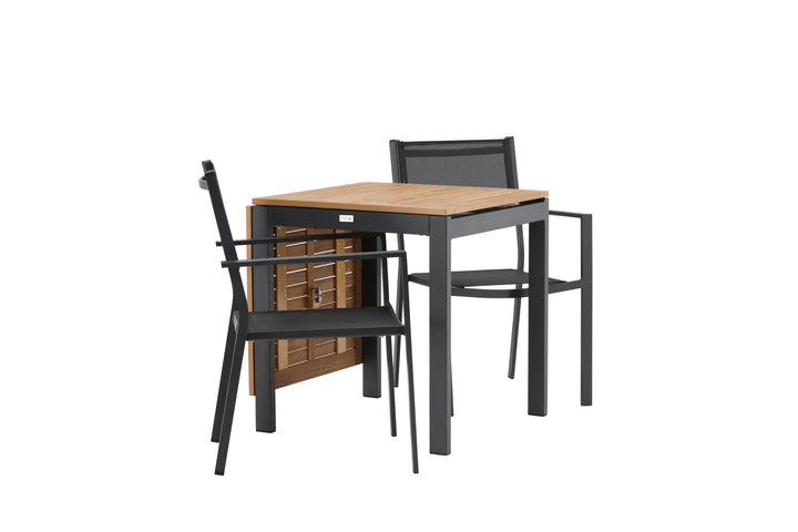 Venture Home Diego Cafetable Aluminium - Black / Brown Aintwood - Rectangular 70*70/130* +Copacabana Stacking Chair - Black/Black - Ersätter 4131-408 _2