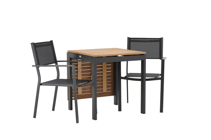 Venture Home Diego Cafetable Aluminium - Black / Brown Aintwood - Rectangular 70*70/130* +Copacabana Stacking Chair - Black/Black - Ersätter 4131-408 _2