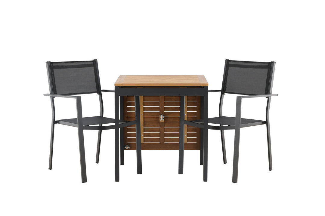 Venture Home Diego Cafetable Aluminium - Black / Brown Aintwood - Rectangular 70*70/130* +Copacabana Stacking Chair - Black/Black - Ersätter 4131-408 _2