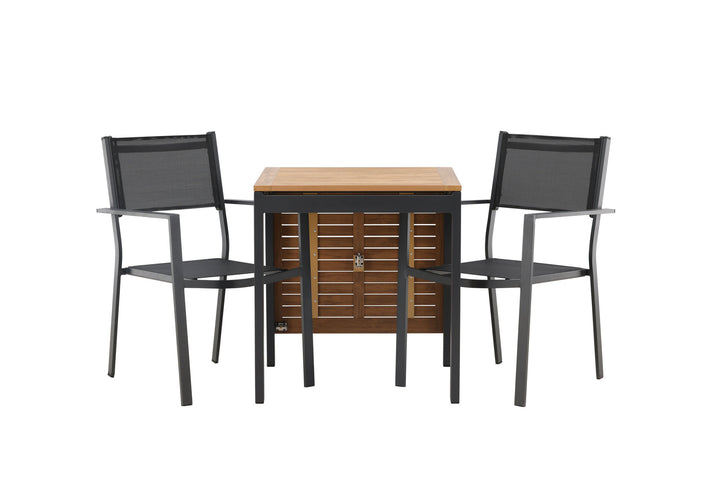 Venture Home Diego Cafetable Aluminium - Black / Brown Aintwood - Rectangular 70*70/130* +Copacabana Stacking Chair - Black/Black - Ersätter 4131-408 _2