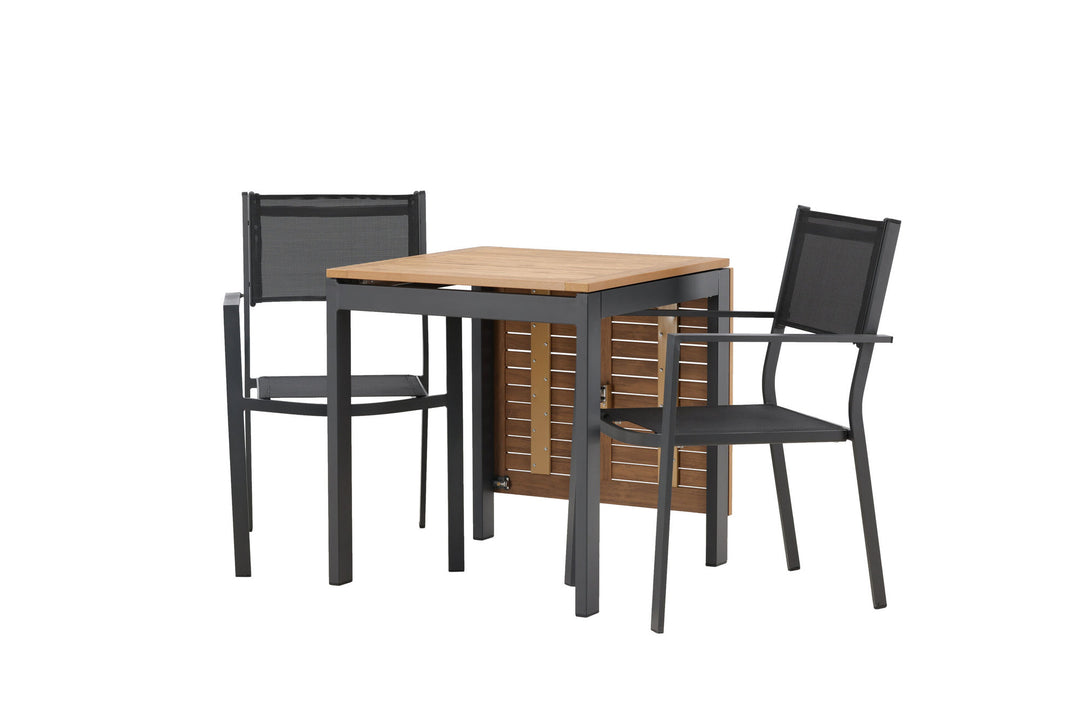 Venture Home Diego Cafetable Aluminium - Black / Brown Aintwood - Rectangular 70*70/130* +Copacabana Stacking Chair - Black/Black - Ersätter 4131-408 _2