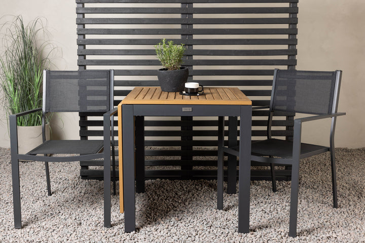 Venture Home Diego Cafetable Aluminium - Black / Brown Aintwood - Rectangular 70*70/130* +Copacabana Stacking Chair - Black/Black - Ersätter 4131-408 _2