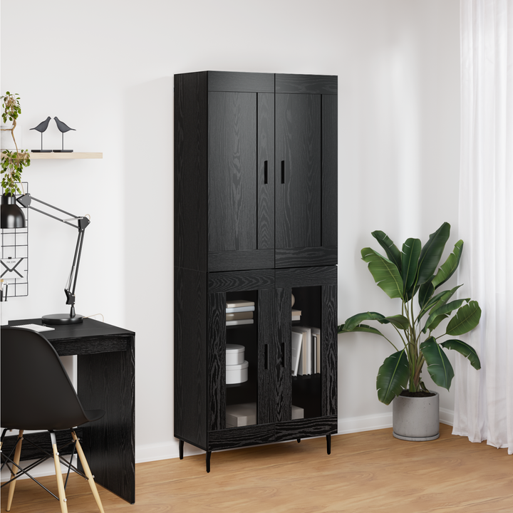 Highboard 2 pcs Sort eg Konstrueret træ