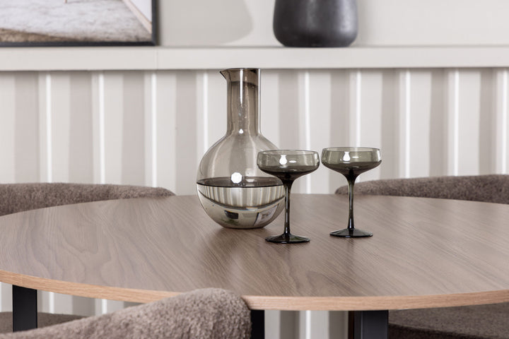 Venture Home Durango Dining Table - Black / Walnut MDF +Morning Dining Chair - Black / Black Boucle _4