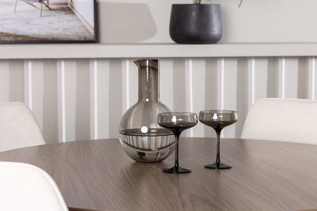 Venture Home Durango Dining Table - Black / Walnut MDF +Rosie Dining Chair - Black / Beige Fabric _4