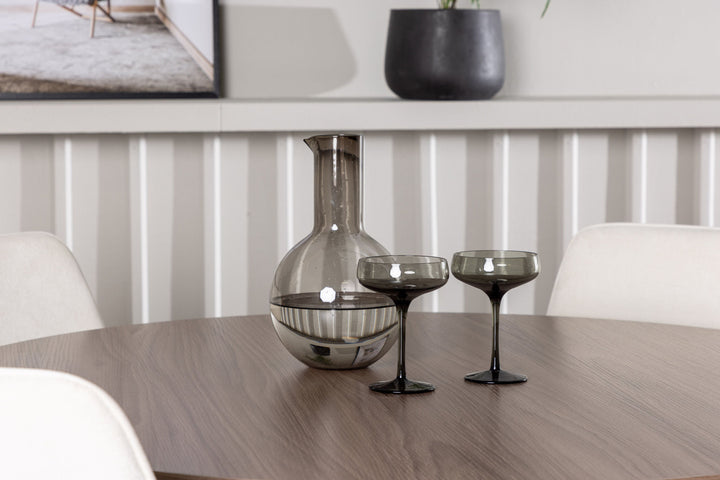 Venture Home Durango Dining Table - Black / Walnut MDF +Rosie Dining Chair - Black / Beige Fabric _4