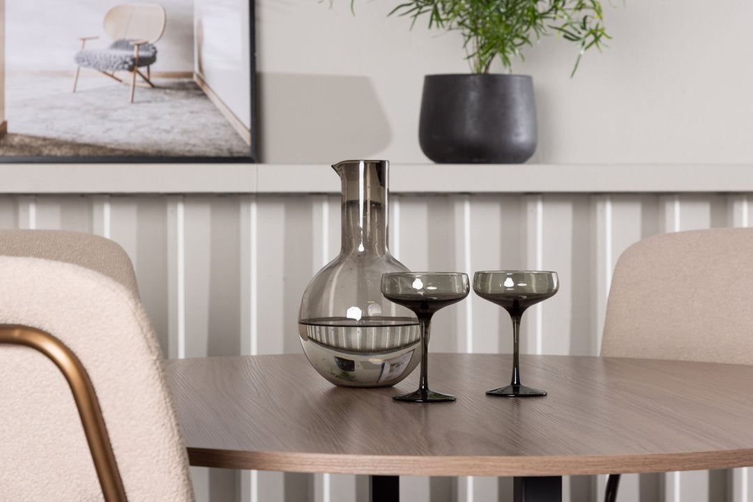 Venture Home Durango Dining Table - Black / Walnut MDF +Seda Dining Chair - Matte brown / Beige Fabric _4
