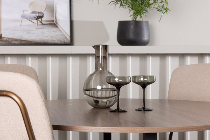Venture Home Durango Dining Table - Black / Walnut MDF +Seda Dining Chair - Matte brown / Beige Fabric _4