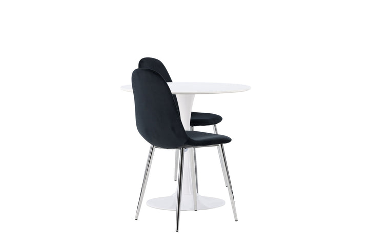 Venture Home Hamden Dining Table - White MDF +Polar Dining Chair - Black Velvet / Chrome _2