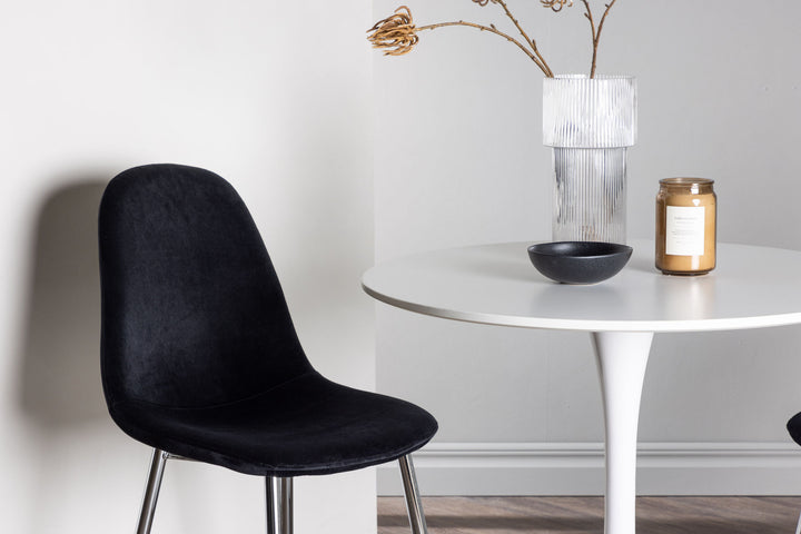 Venture Home Hamden Dining Table - White MDF +Polar Dining Chair - Black Velvet / Chrome _2