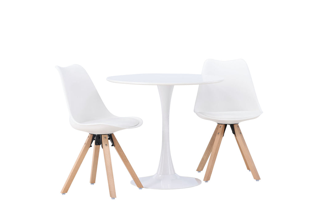 Venture Home Hamden Dining Table - White MDF +Zeno Dining Chair - Nature woodlook / White PP _2