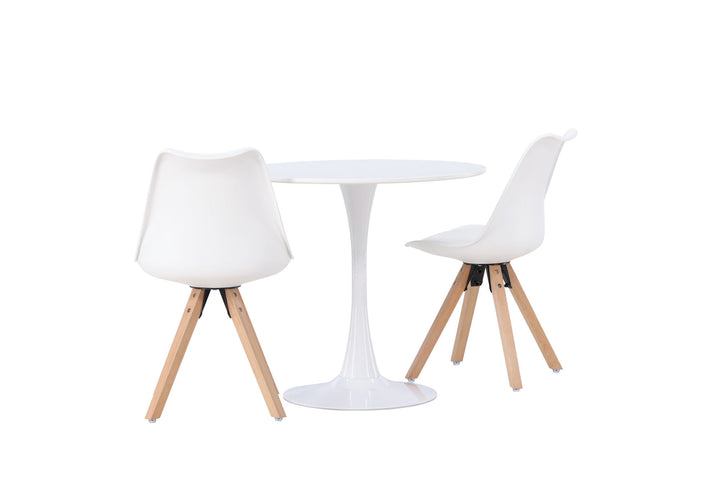 Venture Home Hamden Dining Table - White MDF +Zeno Dining Chair - Nature woodlook / White PP _2