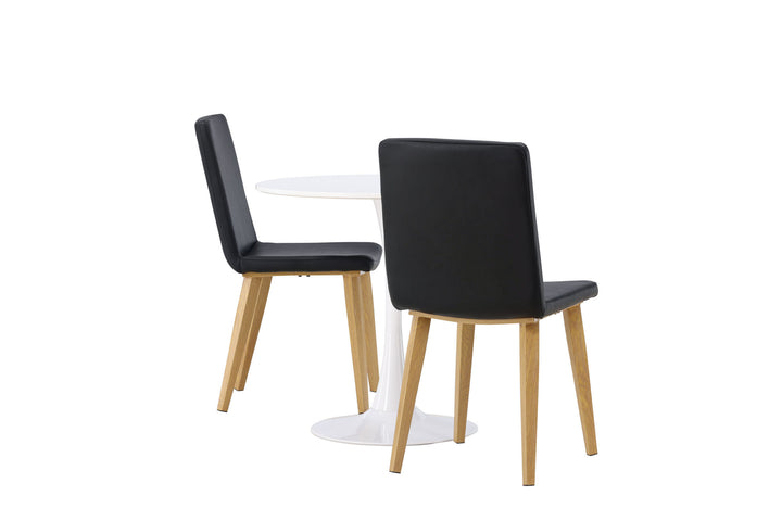 Venture Home Hamden Dining Table - White MDF +Today Dining Chair - Nature / Black PU _2