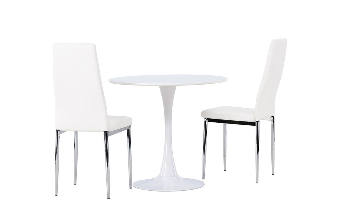 Venture Home Hamden Dining Table - White MDF +Pastill Dining Chair - Silver / White PU _2
