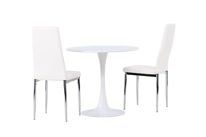 Venture Home Hamden Dining Table - White MDF +Pastill Dining Chair - Silver / White PU _2