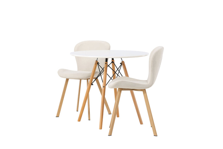 Venture Home Danburi Dining Table - Woodlook / Woodlook MDF +Lilja Dining Chair - Oaklook / Beige Fabric _2