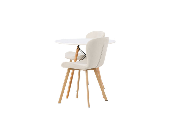 Venture Home Danburi Dining Table - Woodlook / Woodlook MDF +Lilja Dining Chair - Oaklook / Beige Fabric _2