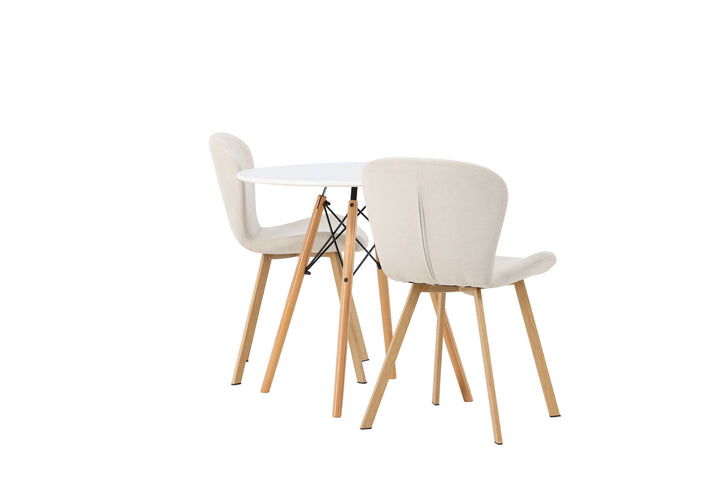 Venture Home Danburi Dining Table - Woodlook / Woodlook MDF +Lilja Dining Chair - Oaklook / Beige Fabric _2