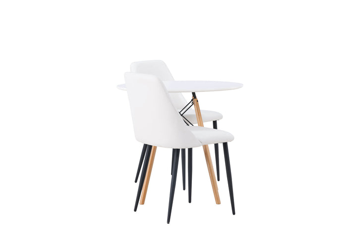 Venture Home Danburi Dining Table - Woodlook / Woodlook MDF +Night Dining Chair - Black / White PU _2