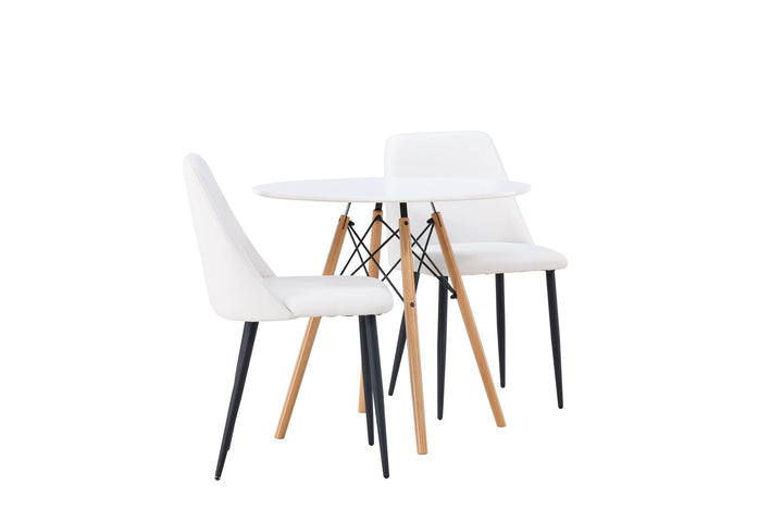 Venture Home Danburi Dining Table - Woodlook / Woodlook MDF +Night Dining Chair - Black / White PU _2