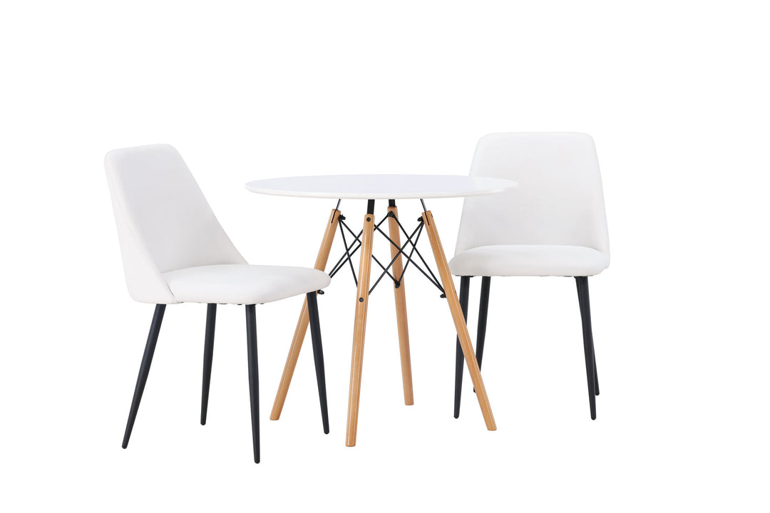 Venture Home Danburi Dining Table - Woodlook / Woodlook MDF +Night Dining Chair - Black / White PU _2