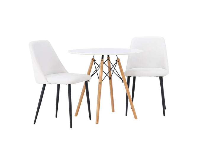 Venture Home Danburi Dining Table - Woodlook / Woodlook MDF +Night Dining Chair - Black / White PU _2