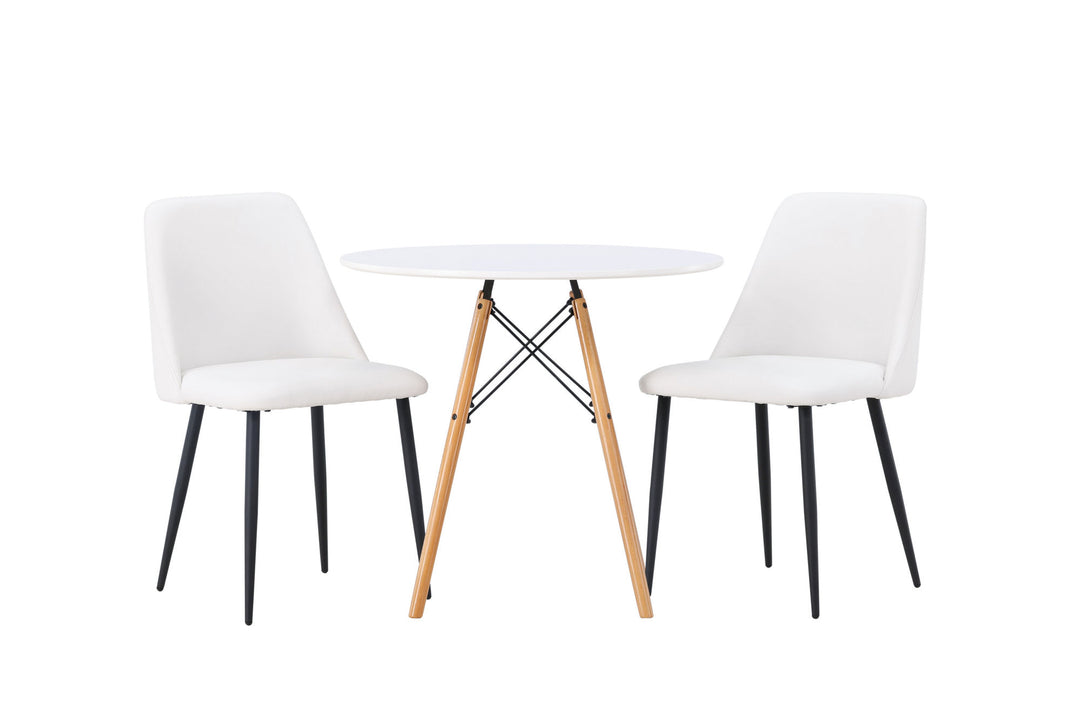 Venture Home Danburi Dining Table - Woodlook / Woodlook MDF +Night Dining Chair - Black / White PU _2