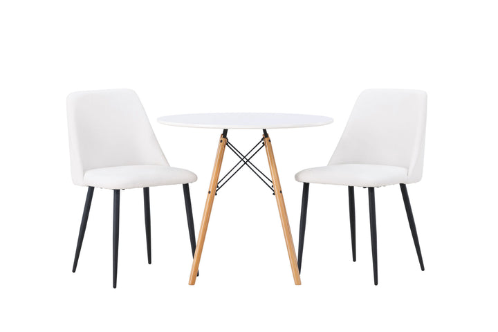 Venture Home Danburi Dining Table - Woodlook / Woodlook MDF +Night Dining Chair - Black / White PU _2