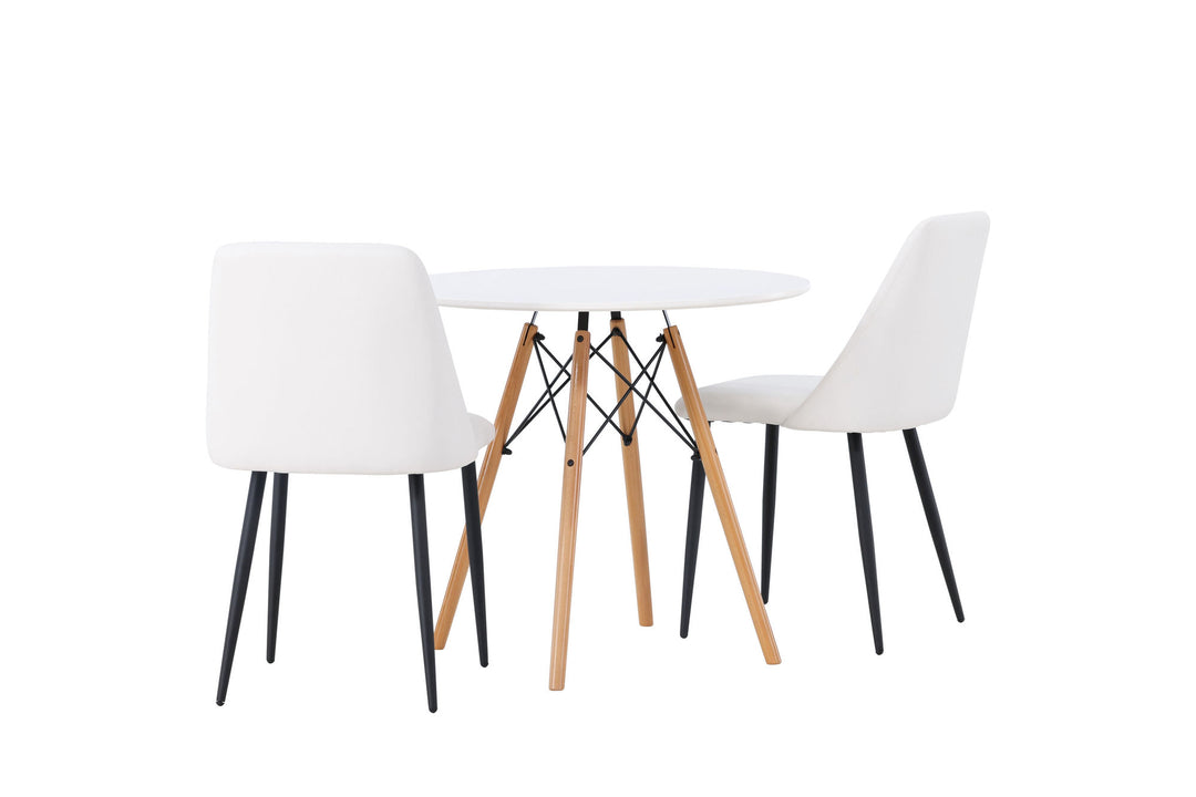 Venture Home Danburi Dining Table - Woodlook / Woodlook MDF +Night Dining Chair - Black / White PU _2